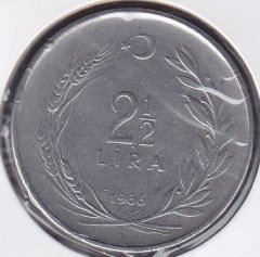 1966 Yılı 2.5 Lira Ters