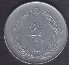 1965 YILI 2.5 LİRA ( DÜZ )