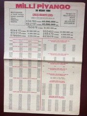 1986 30 NİSAN PİYANGO LİSTESİ