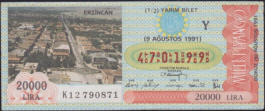 1991 9 Ağustos Yarım Bilet - Y Serisi