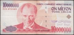 7.Emisyon 10 000 000 Lira A28 471841 Çok Temiz