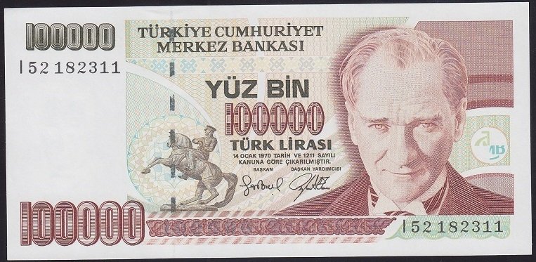 7.EMİSYON 3.TERTİP 100000 LİRA I52 182311 ÇİLALTI ÇİL