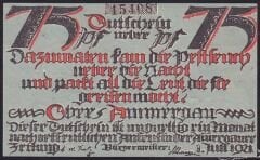 Almanya 75 Pfennig Notgeld 1921 Çil