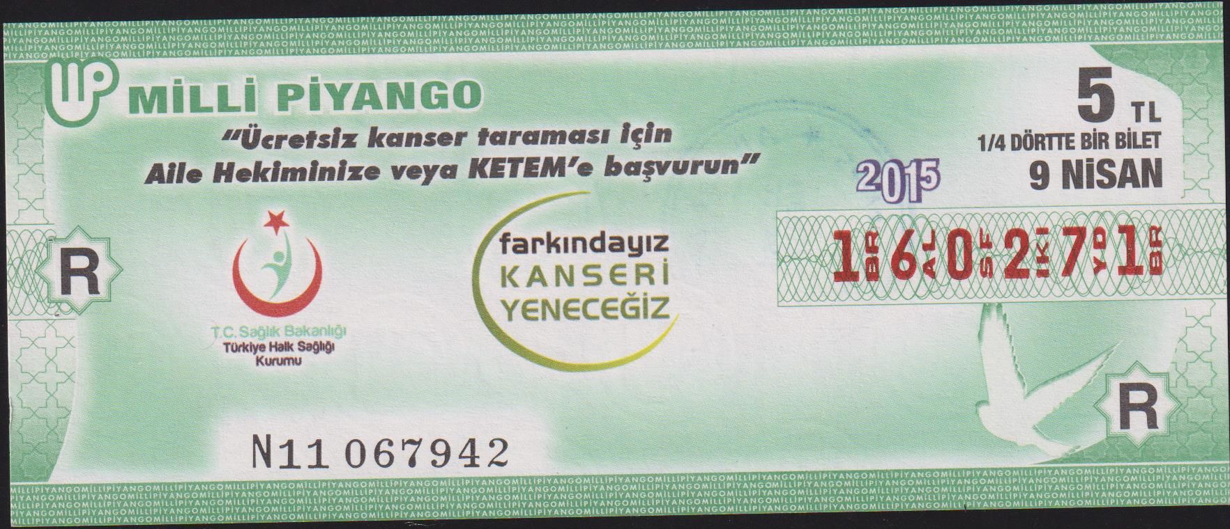 2015 9 Nisan Çeyrek Bilet - R Serisi