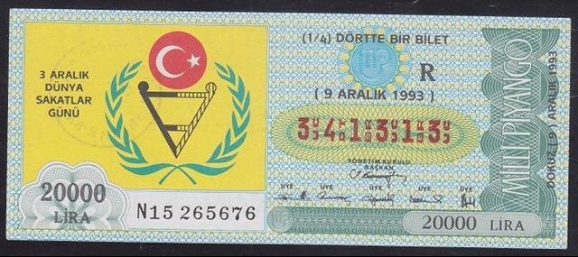 1993 9 ARALIK ÇEYREK BİLET R SERİSİ
