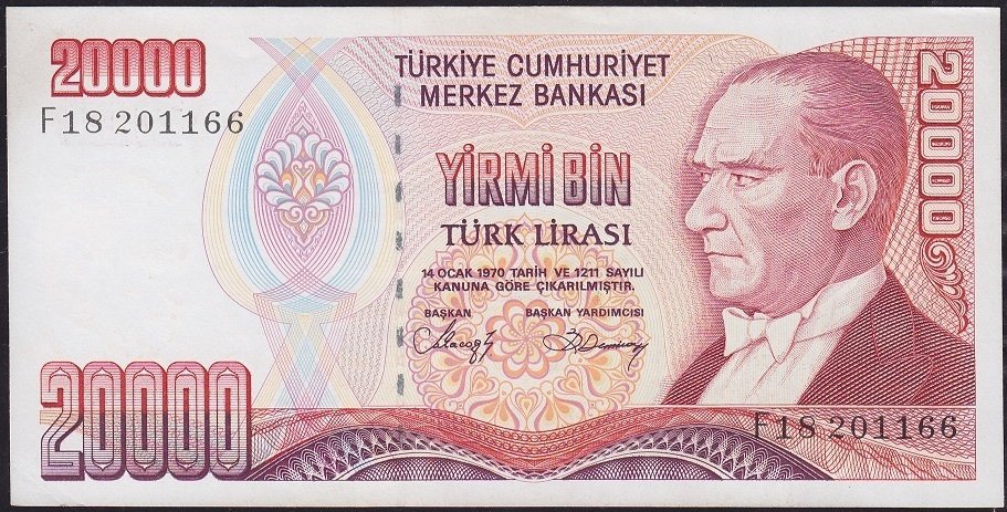 7.Emisyon 1.Tertip 20000 Lira F18 201166 Çilaltı Çil
