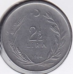 1966 Yılı 2.5 Lira Düz