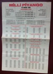 1986 23 NİSAN PİYANGO LİSTESİ