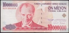 7.Emisyon 10 000 000 Lira A27 501819 Çok Temiz