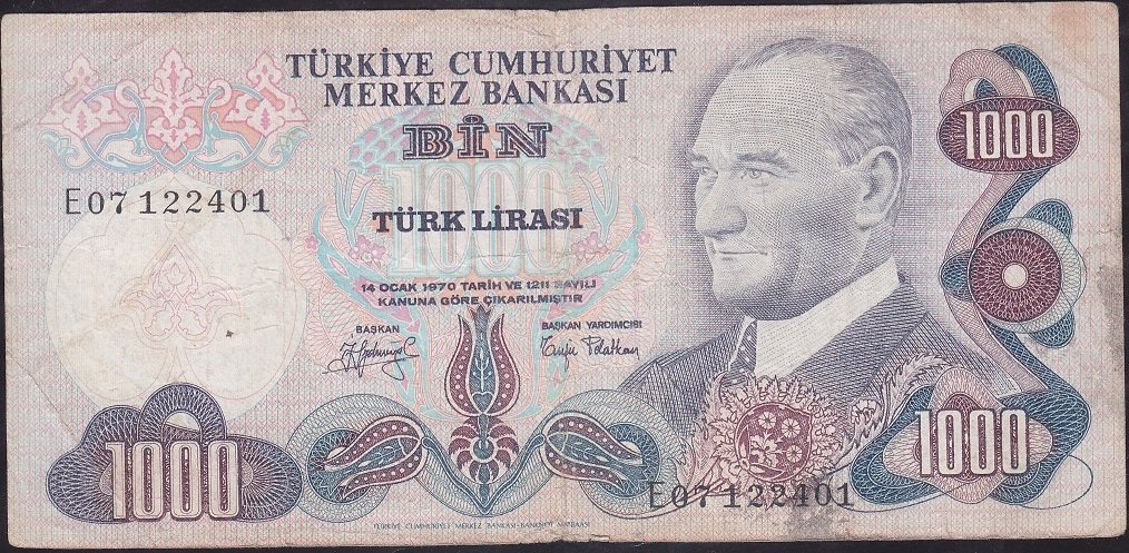6.Emisyon 2.Tertip 1000 Lira E07 122401 Temiz +