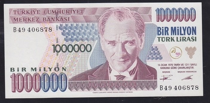 7.Emisyon 1.Tertip 1 000 000 Lira B49 406878 Çilaltı Çil