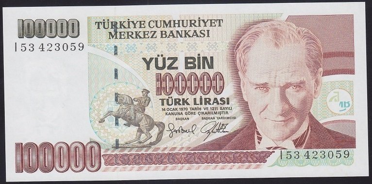 7.EMİSYON 3.TERTİP 100000 LİRA I53 423059 ÇİLALTI ÇİL