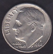 AMERİKA 1 DIME 1968 D
