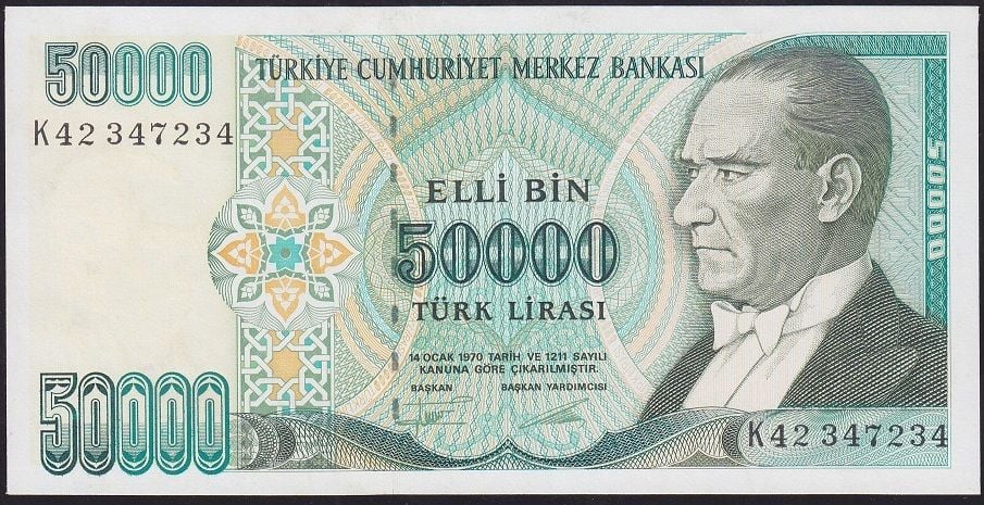 7.Emisyon 2.Tertip 50000 Lira K42 347234 Çilaltı Çil