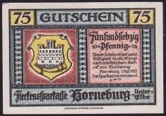 Almanya 75 Pfennig Notgeld 1921 Çil Filigran