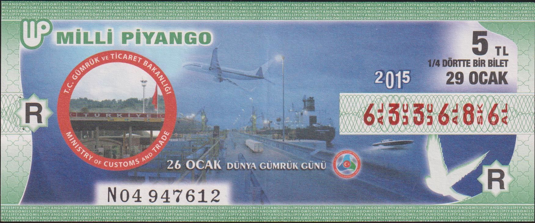 2015 29 Ocak Çeyrek Bilet - R Serisi