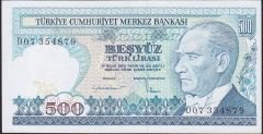 7.Emisyon 2.Tertip 500 Lira D07 354879 Çilaltı