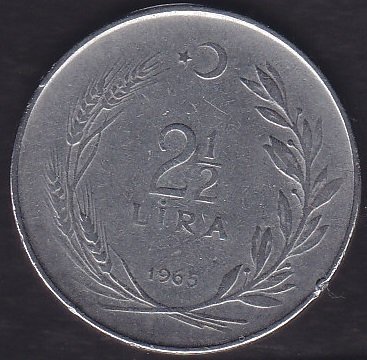 1965 Yılı 2.5 Lira Ters