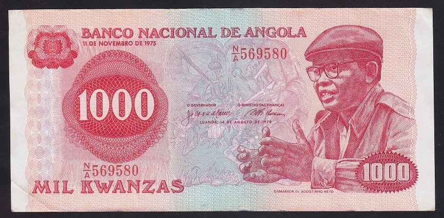 Angola 1000 Kwanzas 1979 Çok Çok Temiz Pick117