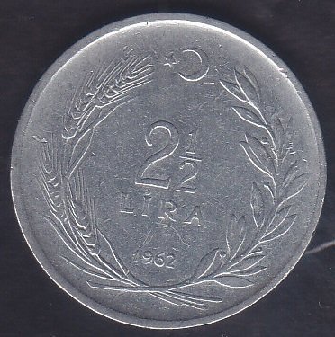 1962 YILI 2.5 LİRA ( DÜZ )