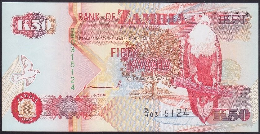 Zambia 50 Kwacha 1992 Çil Pick 37a