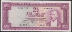 5.EMİSYON 2.TERTİP 2.5 LİRA N19 41693 ÇÇT ( KISMİ DÜZELTME VAR )
