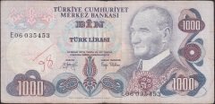 6.Emisyon 2.Tertip 1000 Lira E06 035453 Temiz