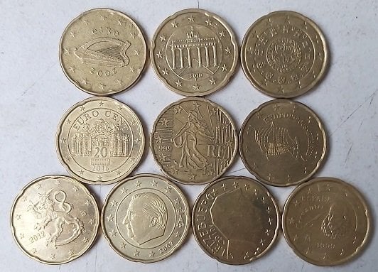 Avrupa Birliği 20 Euro Cent - 10 farklı çeşit