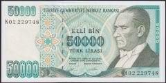 7.Emisyon 2.Tertip 50000 Lira K02 229748 Çilaltı Çil