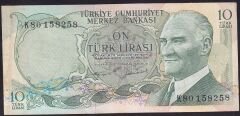 6.Emisyon 2.Tertip 10 Lira K80 158258 Çok Temiz+