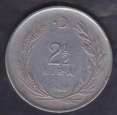 1960 YILI 2.5 LİRA ( TERS )
