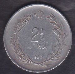 1960 YILI 2.5 LİRA ( TERS )