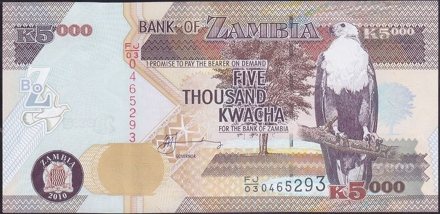 Zambia 5000 Kwacha 2010 ÇİL Pick 45e