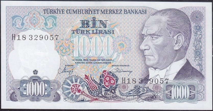 7.Emisyon 2.Tertip 1000 Lira H18 329057 Çil