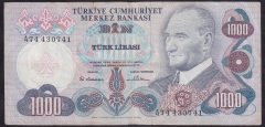 6.EMİSYON 1.TERTİP 1000 LİRA A74 430741 TEMİZ