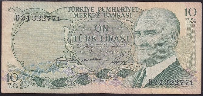 6.EMİSYON 1.TERTİP 10 LİRA D24 322771 ÇOK TEMİZ eski kağıt para fiyatları