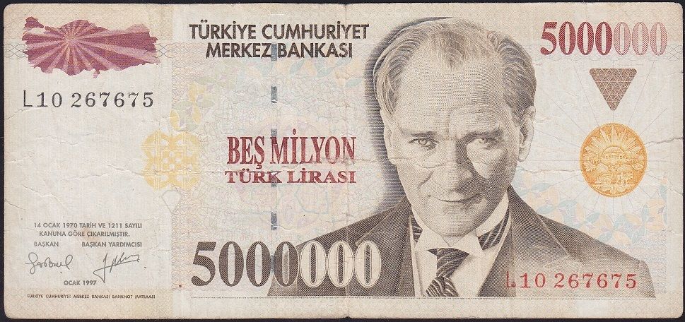 7.Emisyon 5 000 000 Lira L10 267675 Temiz