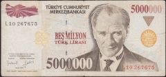 7.Emisyon 5 000 000 Lira L10 267675 Temiz