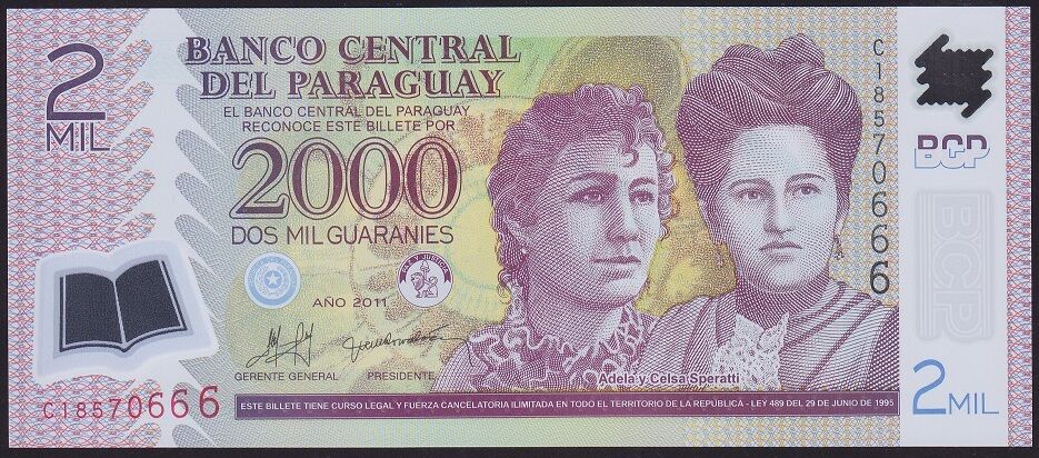 Paraguay 2000 Guaranies 2011 Çil Pick 228c Polimer ( 666 )