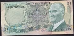 6.Emisyon 2.Tertip 10 Lira K73 257859 Çok Temiz+