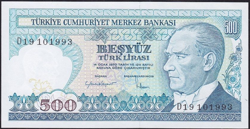 7.Emisyon 2.Tertip 500 Lira D19 101993 Çil