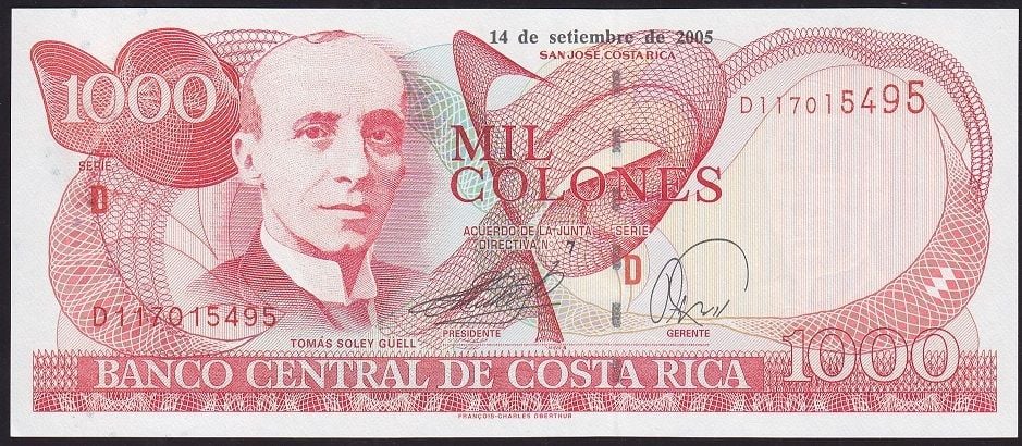 Kosta Rika 1000 Colones 2005 Çil