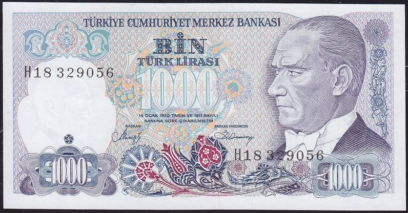 7.Emisyon 2.Tertip 1000 Lira H18 329056 Çil