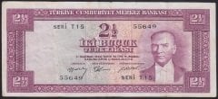 5.EMİSYON 2.TERTİP 2.5 LİRA T15 55649 ÇOK TEMİZ eski para alan yerler