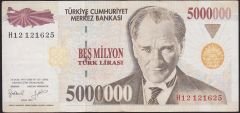 7.Emisyon 5 000 000 Lira H12 121625 Çok Temiz+