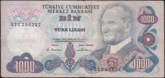 6.EMİSYON 1.TERTİP 1000 LİRA A72 255217 TEMİZ