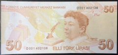 9.Emisyon 4.Tertip 50 Lira D001 4021XX Çilaltı Çil ( Deste Ezikleri var )