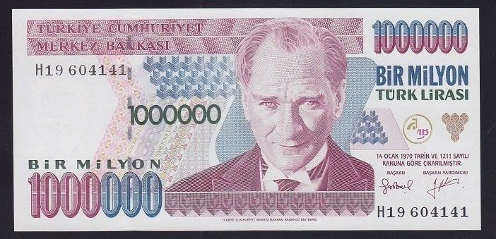 7.EMİSYON 2.TERTİP 1 000 000 LİRA H19 604141 ÇİL