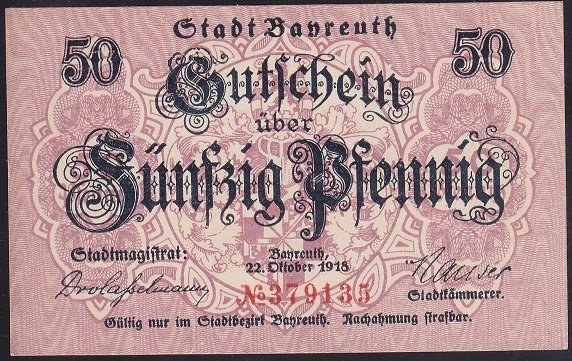 ALMANYA 50 PFENNİNG NOTGELD 1918 ÇİL