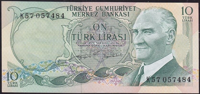 6.Emisyon 2.Tertip 10 Lira K57 057484 Çilaltı ( Ortada kat yok )